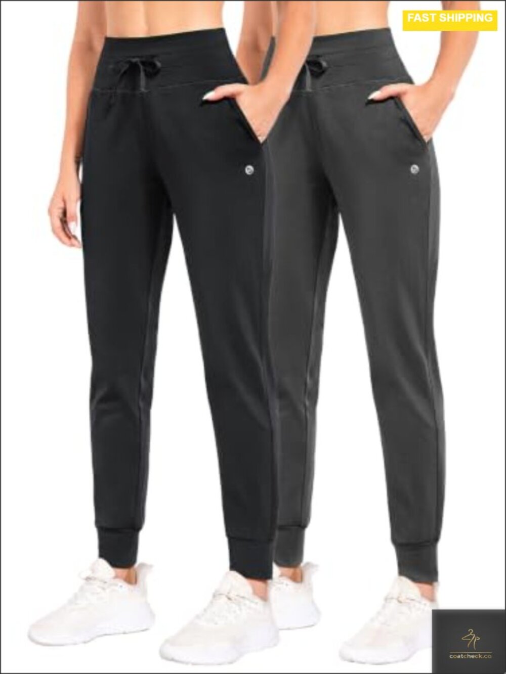 Fleece Lined High Waist Sweatpants Water Resistant Drawstring